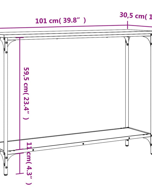 Загрузите изображение в средство просмотра галереи, Măsuță consolă, stejar fumuriu, 101x30,5x75 cm, lemn prelucrat - Lando
