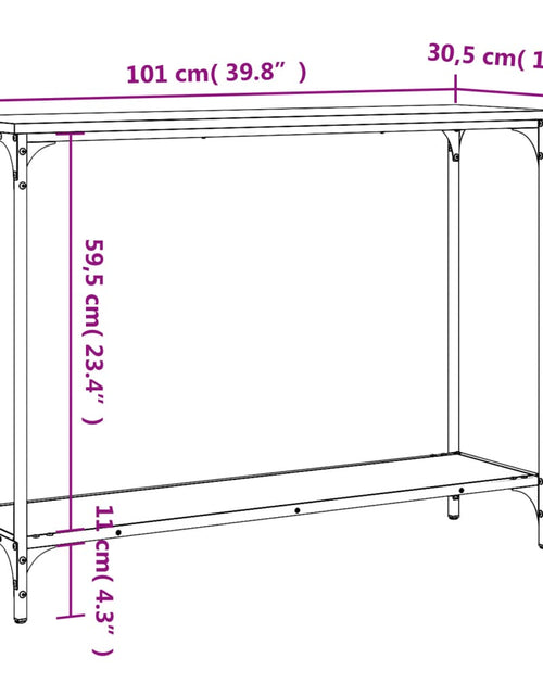 Încărcați imaginea în vizualizatorul Galerie, Măsuță consolă, gri sonoma, 101x30,5x75 cm, lemn prelucrat - Lando
