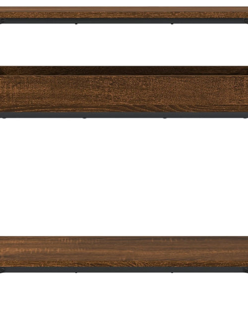 Загрузите изображение в средство просмотра галереи, Măsuță consolă cu raft stejar maro 75x29x75 cm lemn prelucrat - Lando

