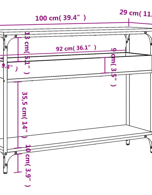 Încărcați imaginea în vizualizatorul Galerie, Masă consolă cu raft stejar fumuriu 100x29x75 cm lemn prelucrat - Lando
