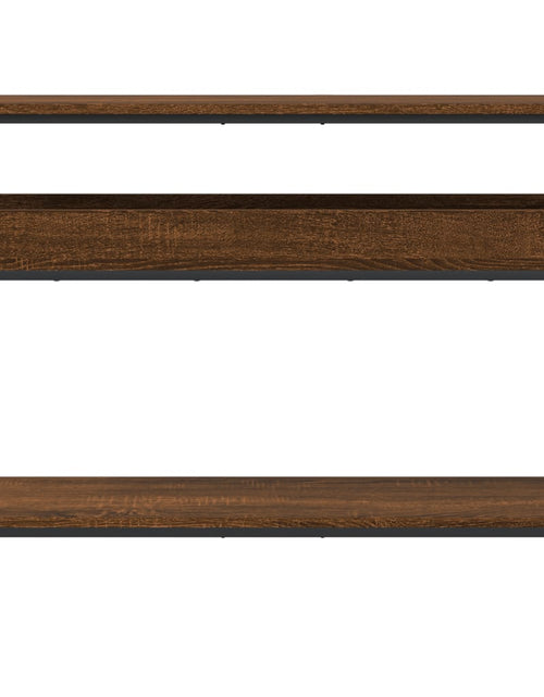 Загрузите изображение в средство просмотра галереи, Măsuță consolă cu raft stejar maro 100x29x75 cm lemn prelucrat - Lando
