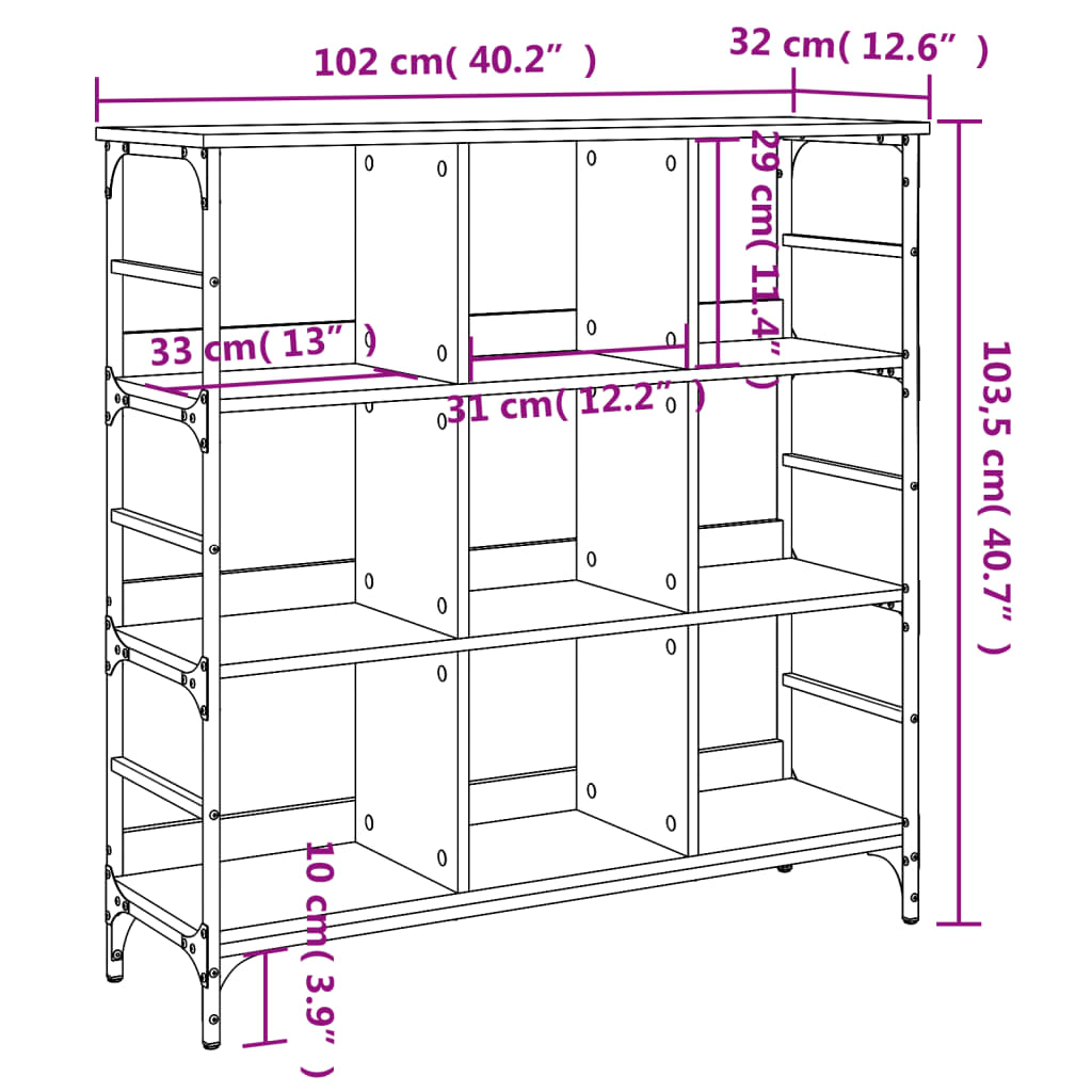 Servantă, gri sonoma, 102x32x103,5 cm, lemn prelucrat - Lando