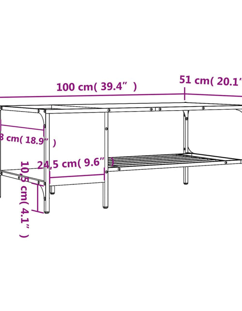 Загрузите изображение в средство просмотра галереи, Măsuță de cafea cu raft, stejar fumuriu, 100x51x40 cm, lemn - Lando
