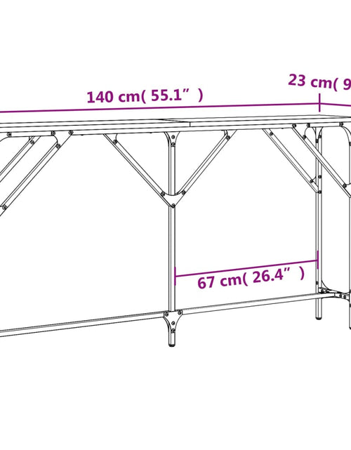 Загрузите изображение в средство просмотра галереи, Masă consolă, stejar afumat, 140x23x75 cm, lemn prelucrat - Lando
