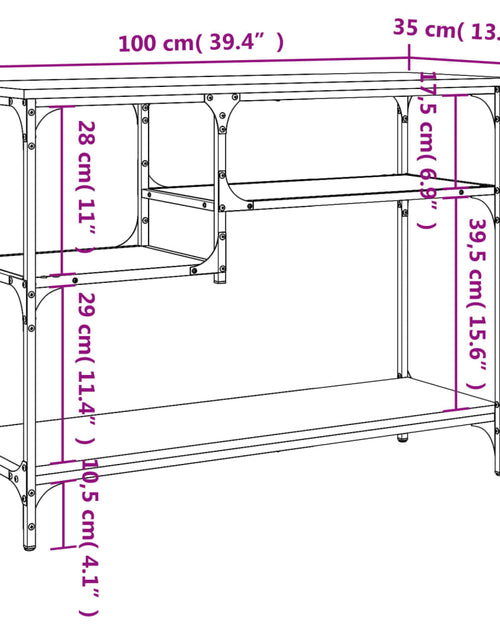 Загрузите изображение в средство просмотра галереи, Măsuță consolă cu rafturi, stejar fumuriu, 100x35x75 cm - Lando

