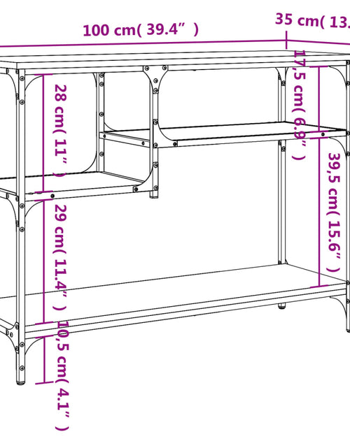 Загрузите изображение в средство просмотра галереи, Măsuță consolă cu rafturi, gri sonoma, 100x35x75 cm - Lando
