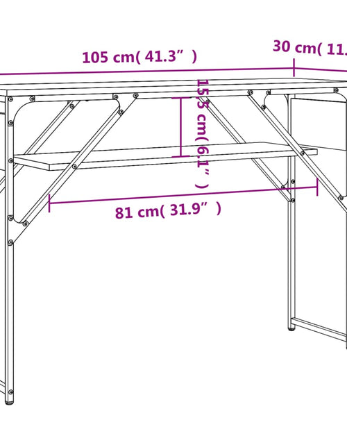 Загрузите изображение в средство просмотра галереи, Măsuță consolă cu raft gri sonoma 105x30x75 cm lemn prelucrat - Lando
