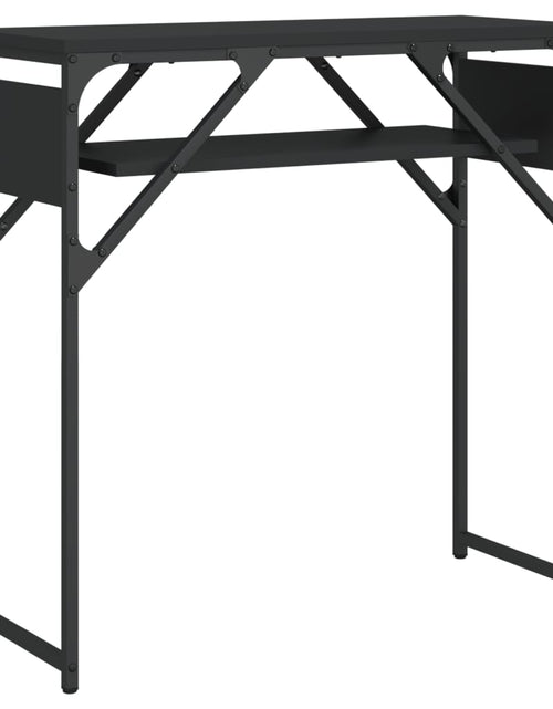Загрузите изображение в средство просмотра галереи, Măsuță consolă cu raft negru 75x30x75 cm lemn prelucrat - Lando

