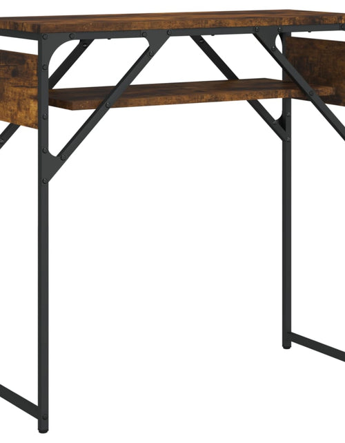 Загрузите изображение в средство просмотра галереи, Măsuță consolă cu raft stejar fumuriu 75x30x75cm lemn prelucrat - Lando
