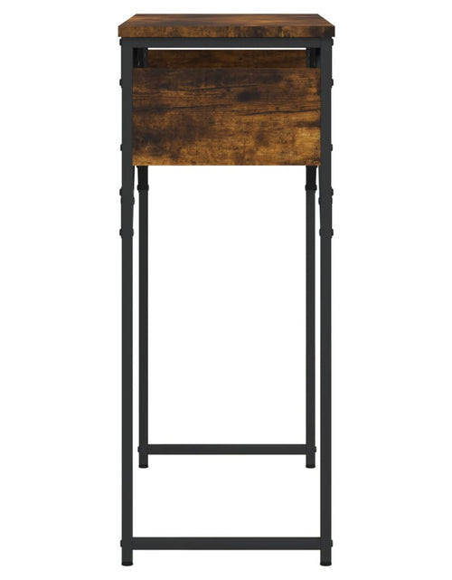 Încărcați imaginea în vizualizatorul Galerie, Măsuță consolă cu raft stejar fumuriu 75x30x75cm lemn prelucrat - Lando
