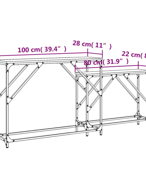 Încărcați imaginea în vizualizatorul Galerie, Mese console suprapuse, 2 buc, stejar fumuriu, lemn prelucrat - Lando
