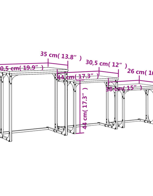 Încărcați imaginea în vizualizatorul Galerie, Mese suprapuse de cafea, 3 buc, stejar maro, lemn prelucrat - Lando
