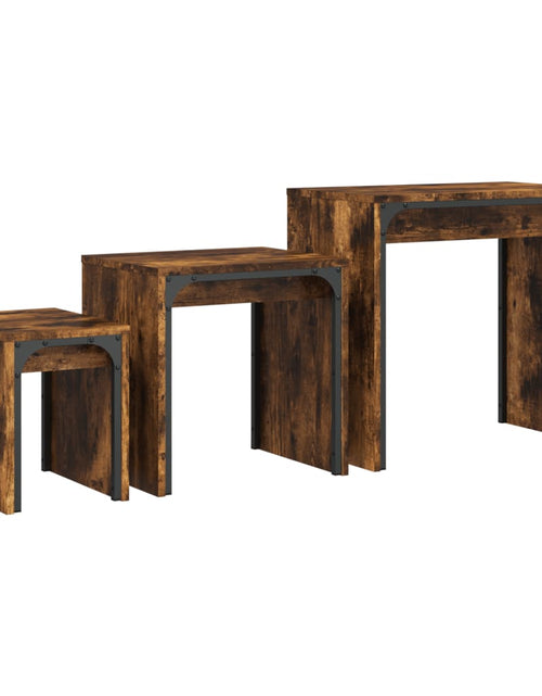 Încărcați imaginea în vizualizatorul Galerie, Măsuțe suprapuse de cafea 3 buc, stejar fumuriu, lemn prelucrat - Lando

