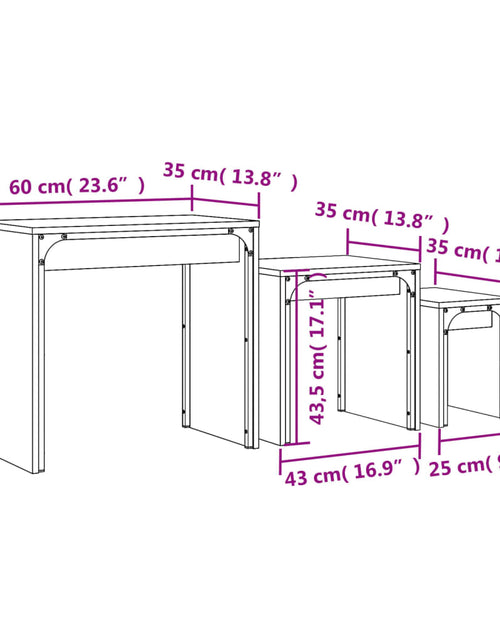 Încărcați imaginea în vizualizatorul Galerie, Măsuțe suprapuse de cafea 3 buc, stejar fumuriu, lemn prelucrat - Lando
