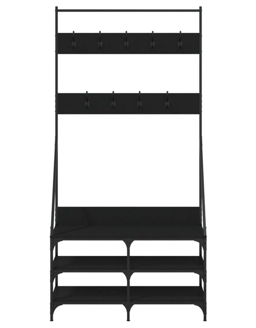 Încărcați imaginea în vizualizatorul Galerie, Suport de haine cu raft de pantofi, negru, 90x34x184 cm - Lando
