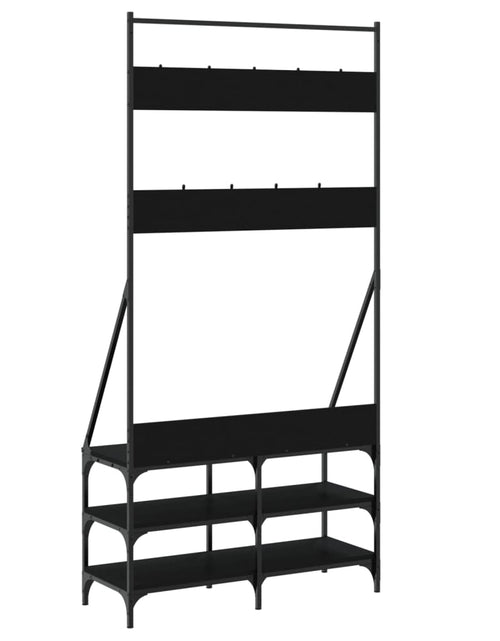 Загрузите изображение в средство просмотра галереи, Suport de haine cu raft de pantofi, negru, 90x34x184 cm - Lando
