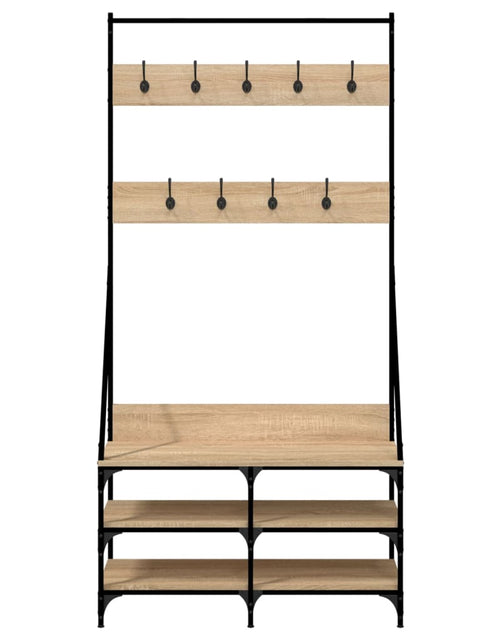 Загрузите изображение в средство просмотра галереи, Suport de haine cu raft pantofi, stejar sonoma, 90x34x184 cm - Lando
