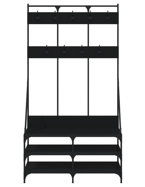 Загрузите изображение в средство просмотра галереи, Suport de haine cu raft de pantofi, negru, 100x40x184 cm - Lando
