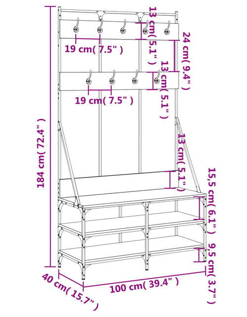 Încărcați imaginea în vizualizatorul Galerie, Suport de haine cu raft pantofi, stejar sonoma, 100x40x184 cm - Lando
