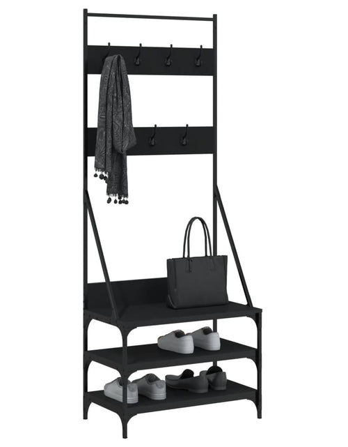 Încărcați imaginea în vizualizatorul Galerie, Suport de haine cu raft de pantofi, negru, 70x40x184 cm - Lando
