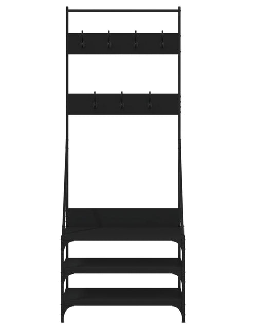 Загрузите изображение в средство просмотра галереи, Suport de haine cu raft de pantofi, negru, 70x40x184 cm - Lando
