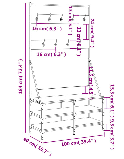 Încărcați imaginea în vizualizatorul Galerie, Suport de haine cu raft pantofi, stejar sonoma, 100x40x184 cm - Lando
