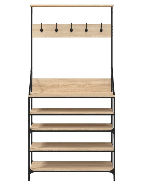 Загрузите изображение в средство просмотра галереи, Suport de haine cu raft pantofi, stejar sonoma, 90x34x184 cm - Lando
