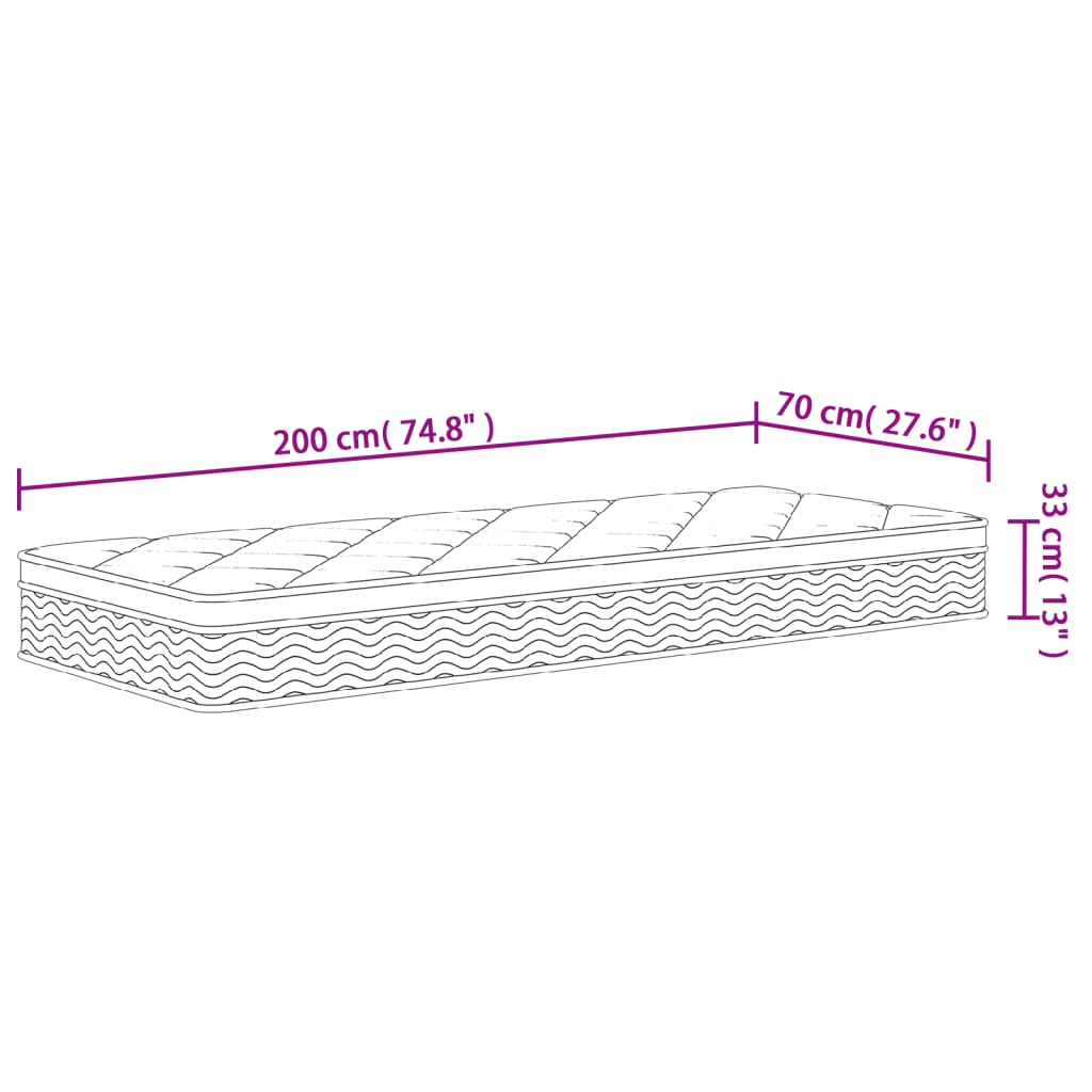 Saltea cu arcuri buzunar, fermitate medie plus, 70x200 cm - Lando