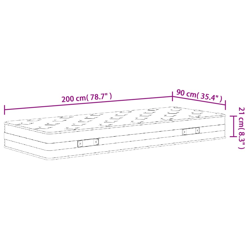 Saltea cu arcuri bonnell, fermitate medie, 90x200 cm - Lando