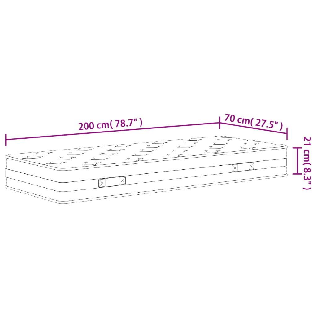 Saltea cu arcuri bonnell, fermitate medie, 70x200 cm - Lando