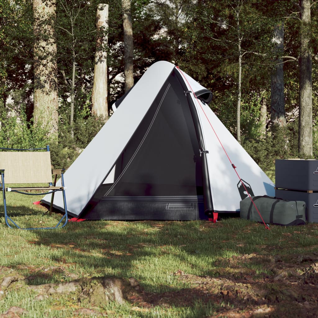 Cort de camping 2 persoane, alb, 267x154x117 cm, tafta 185T - Lando