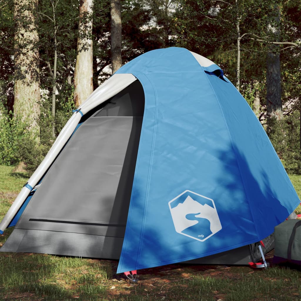 Cort de camping 2 persoane albastru, 254x135x112 cm, tafta 185T - Lando