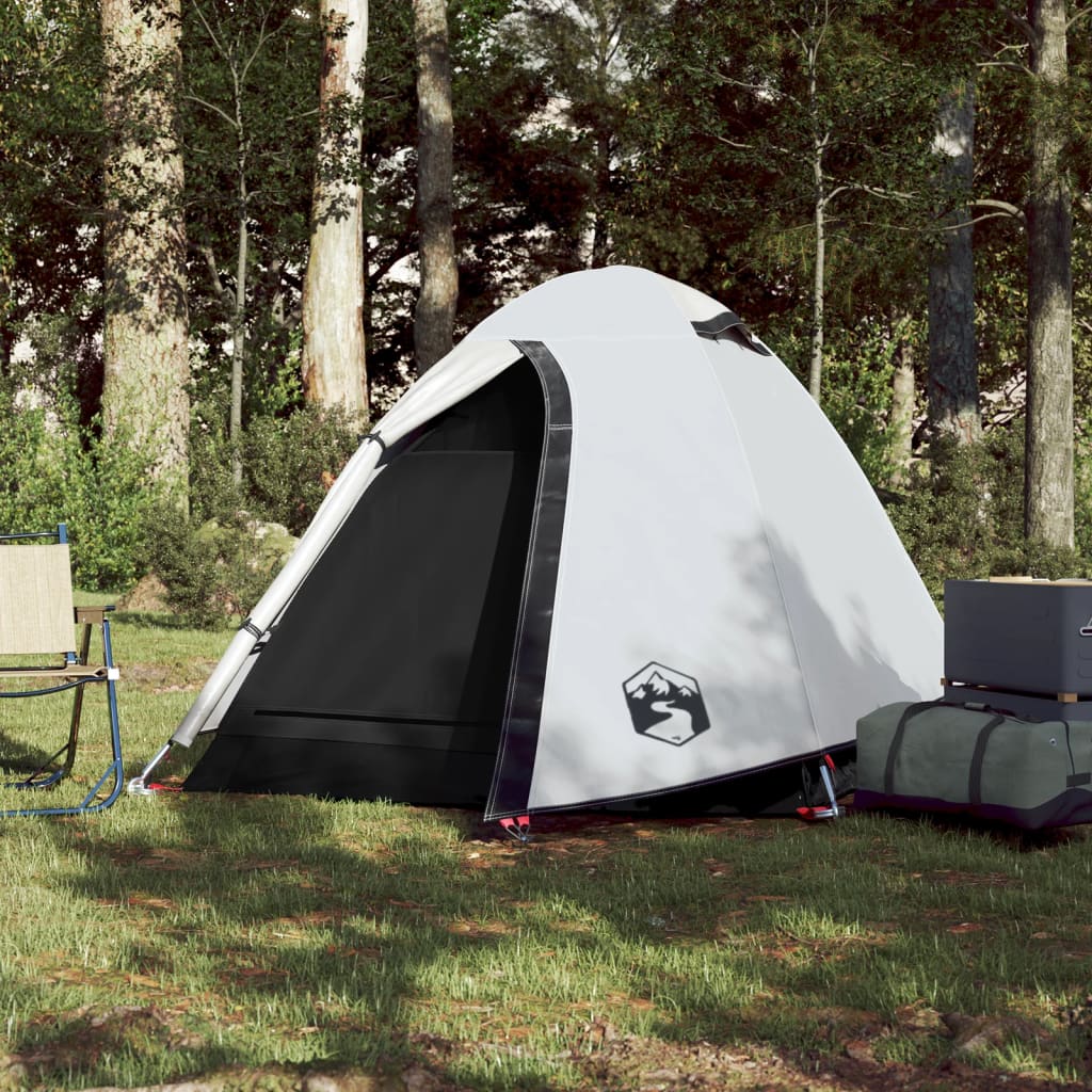 Cort de camping 2 persoane, alb, 254x135x112 cm, tafta 185T - Lando
