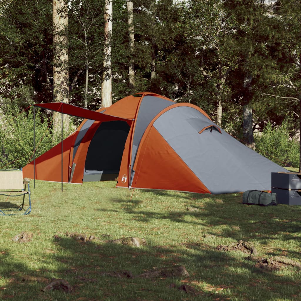 Cort camping 6 persoane gri/portocaliu 576x238x193cm tafta 185T - Lando