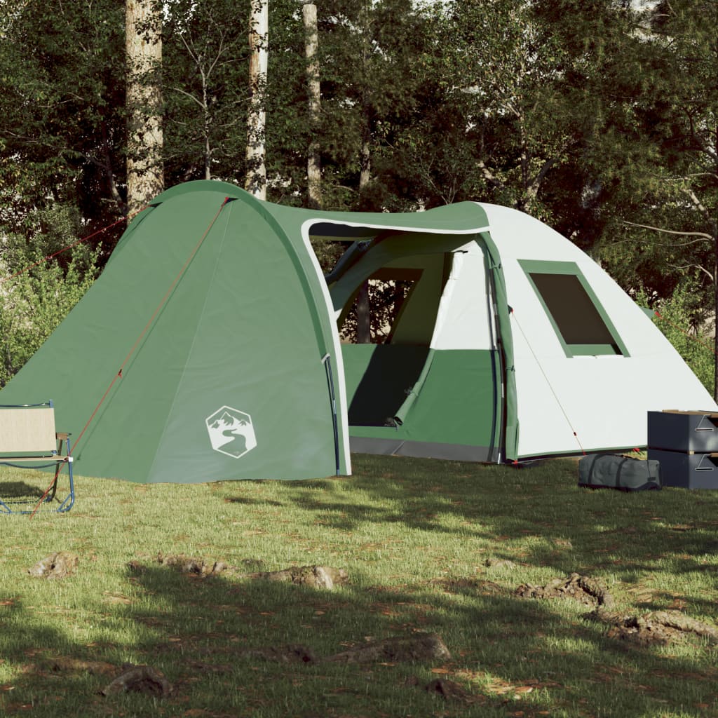 Cort de camping 6 persoane, verde, 466x342x200 cm, tafta 185T - Lando
