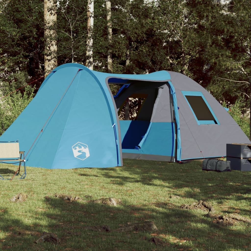 Cort de camping 6 persoane albastru, 466x342x200 cm, tafta 185T - Lando