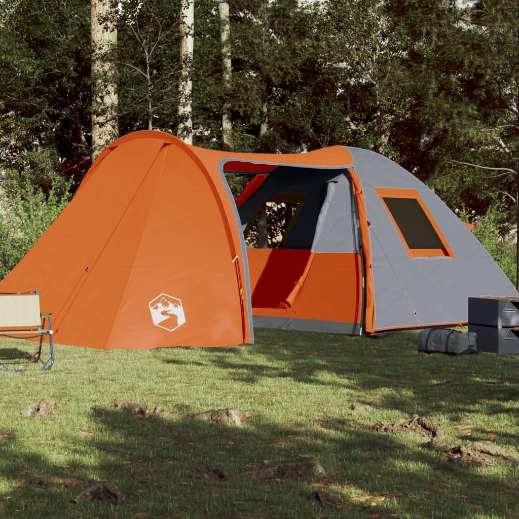Cort camping 6 persoane gri/portocaliu 466x342x200cm tafta 185T - Lando