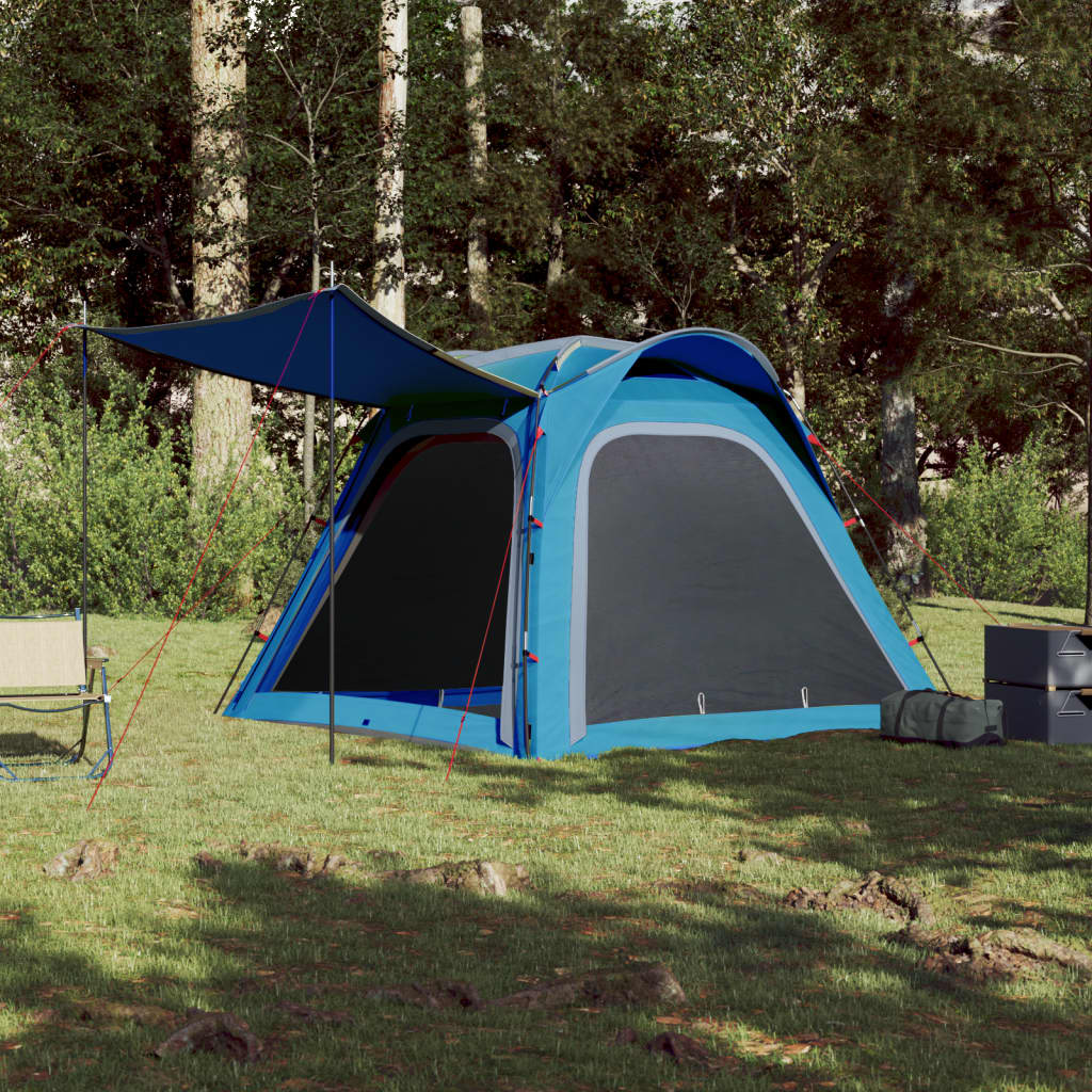 Cort de camping 4 persoane albastru, 240x221x160 cm, tafta 185T - Lando