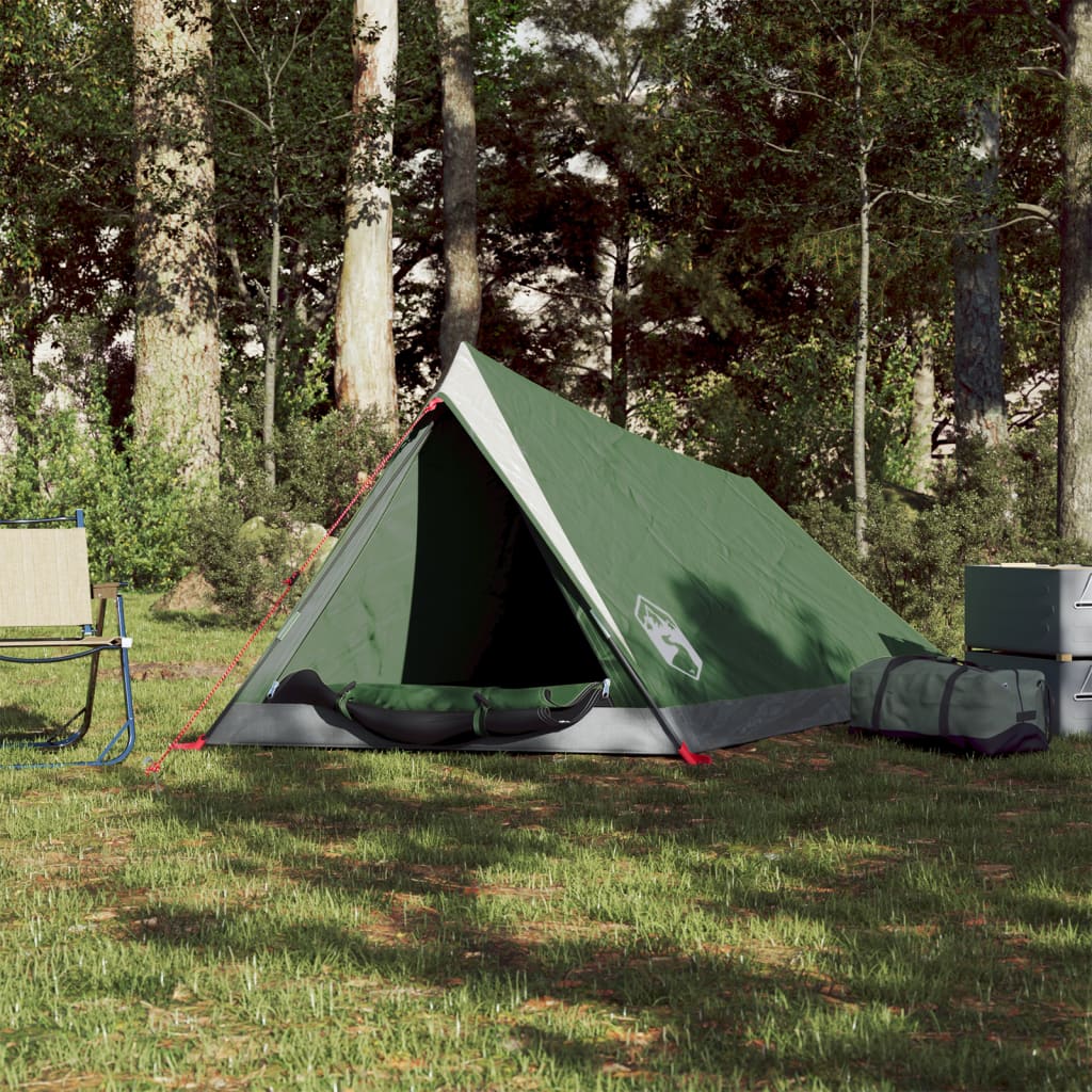 Cort de camping 2 persoane, verde, 200x120x88/62 cm, tafta 185T - Lando