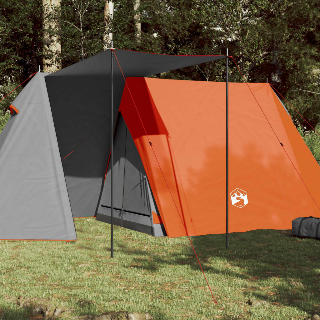 Cort camping 3 persoane gri/portocaliu 465x220x170cm tafta 185T - Lando