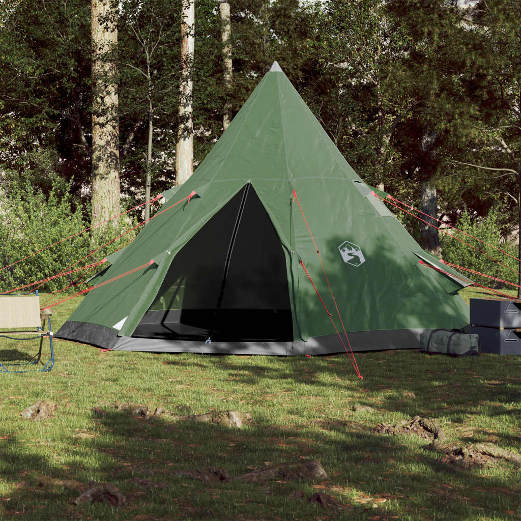 Cort de camping 4 persoane, verde, 367x367x259 cm, tafta 185T - Lando