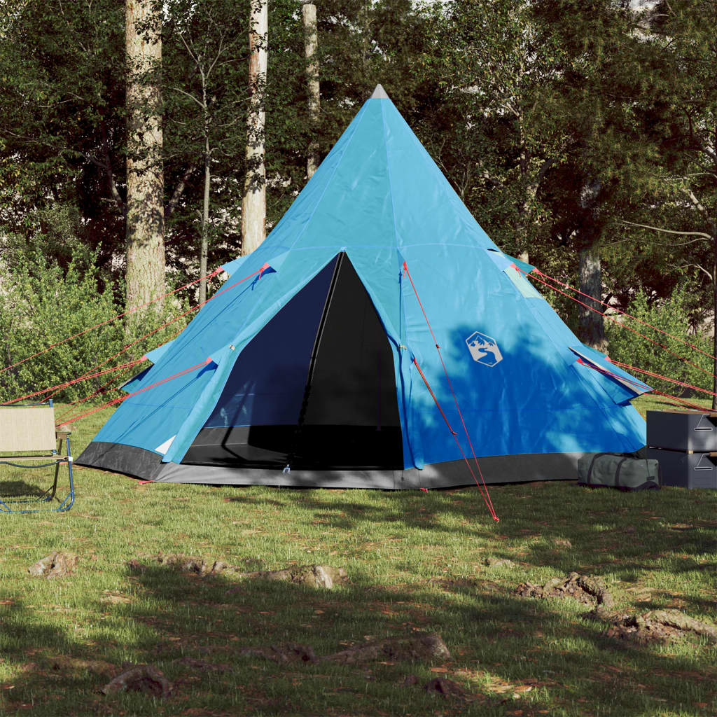 Cort de camping 4 persoane albastru, 367x367x259 cm, tafta 185T - Lando