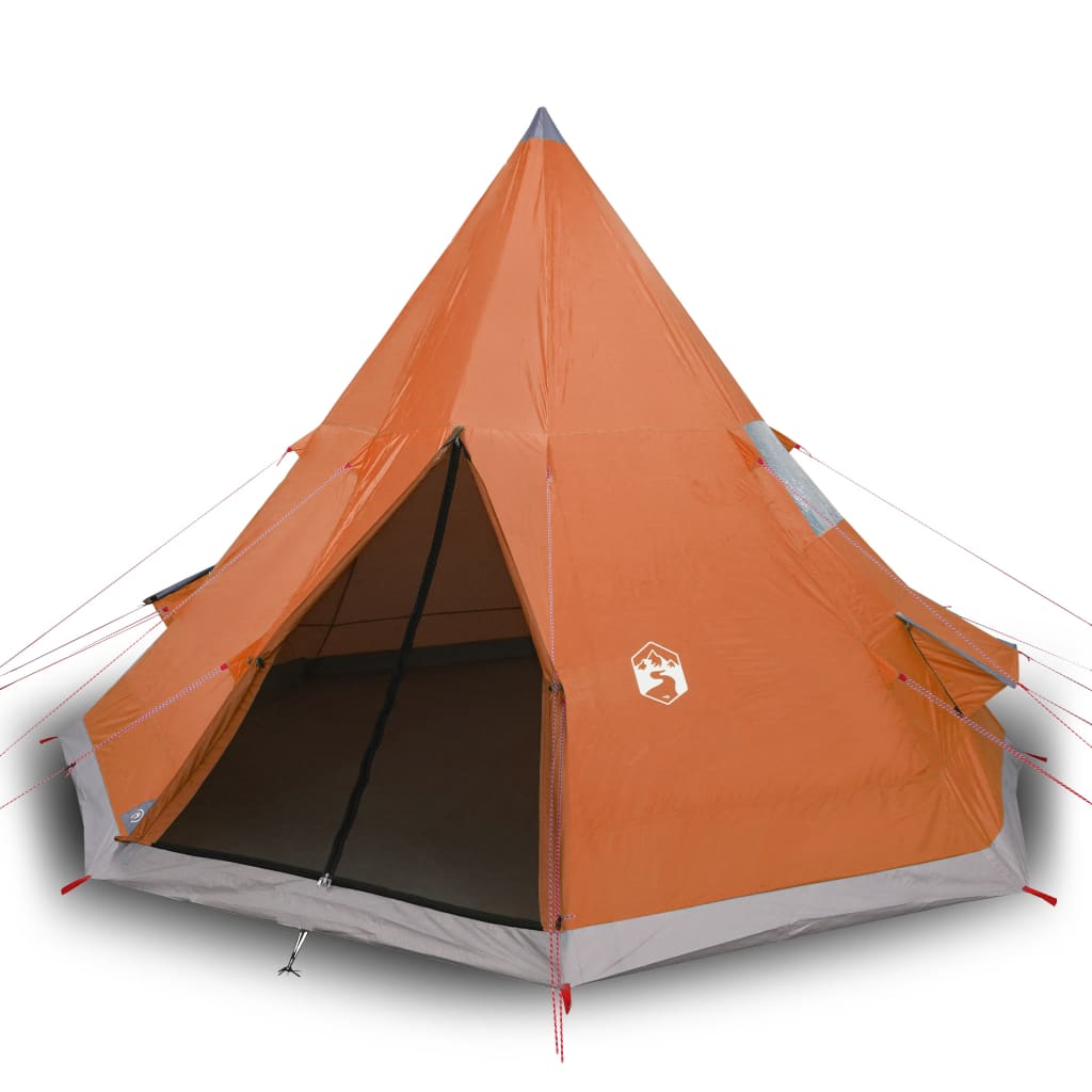 Cort camping 4 persoane gri/portocaliu 367x367x259cm tafta 185T - Lando