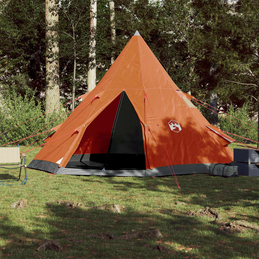 Cort camping 4 persoane gri/portocaliu 367x367x259cm tafta 185T - Lando