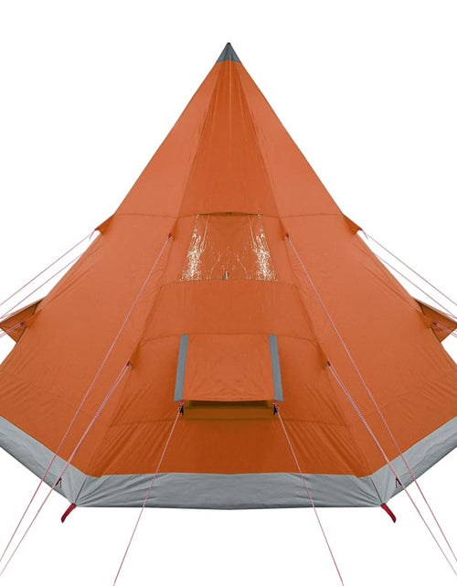 Încărcați imaginea în vizualizatorul Galerie, Cort camping 4 persoane gri/portocaliu 367x367x259cm tafta 185T - Lando
