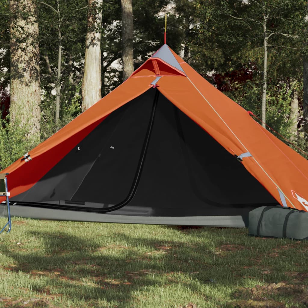 Cort camping 1 persoane gri/portocaliu 255x153x130cm tafta 185T - Lando