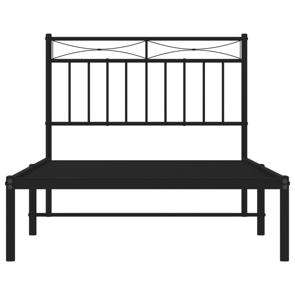 Cadru de pat metalic cu tăblie, negru, 100x190 cm - Lando