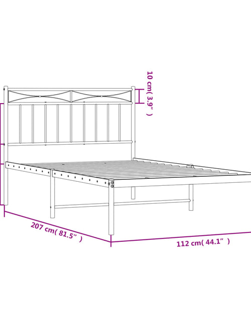 Загрузите изображение в средство просмотра галереи, Cadru de pat din metal cu tăblie, negru, 107x203 cm - Lando
