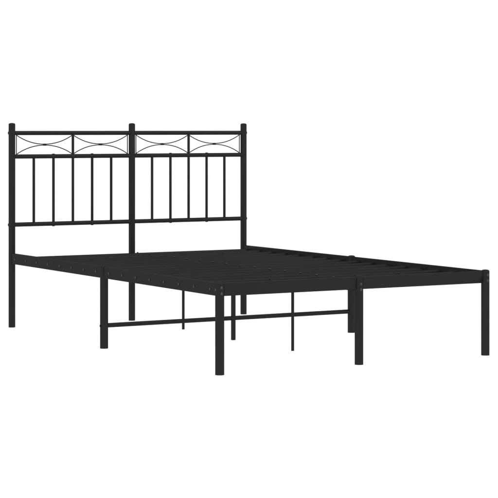 Cadru de pat metalic cu tăblie, negru, 120x190 cm - Lando
