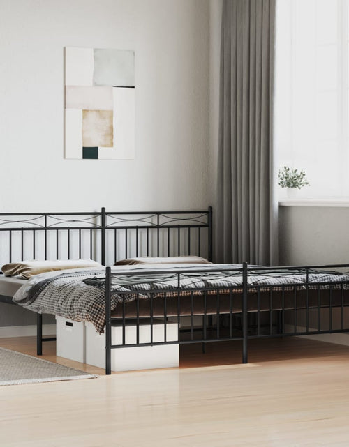 Încărcați imaginea în vizualizatorul Galerie, Cadru pat metalic cu tăblii de cap/picioare, negru, 183x213 cm - Lando

